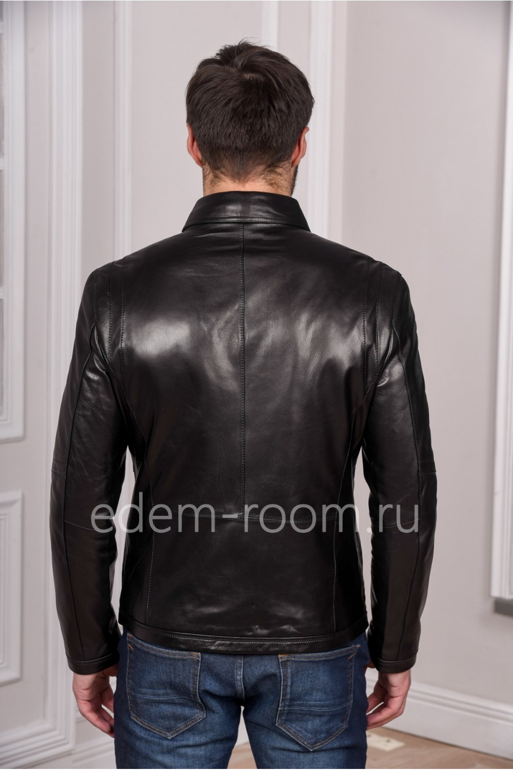 Мужская куртка кожаная из натуральной кожи, черная и молодежная