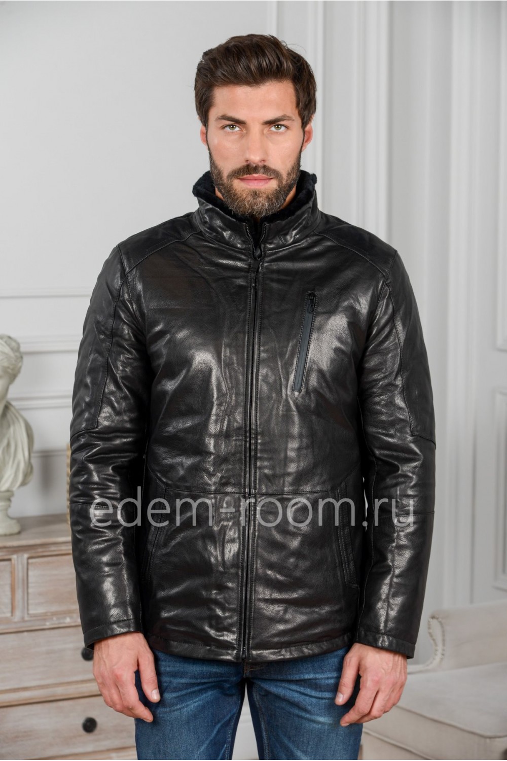 Мужская куртка из кожи - Зима 2019