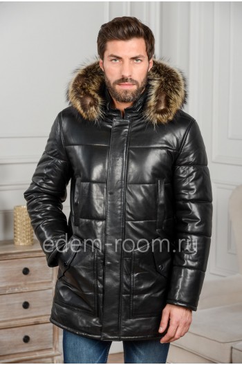 Мужская кожаная куртка для зимы