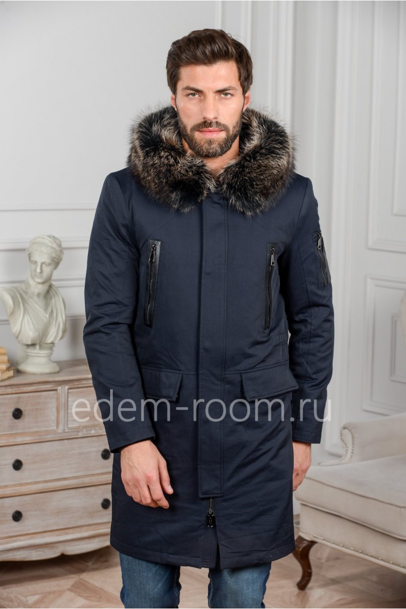 Удлинённая зимняя мужская куртка