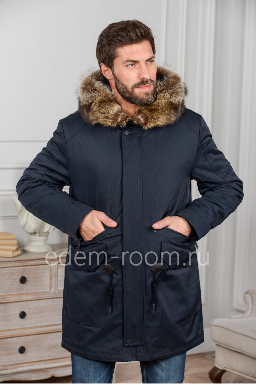 Мужская зимняя куртка с капюшоном