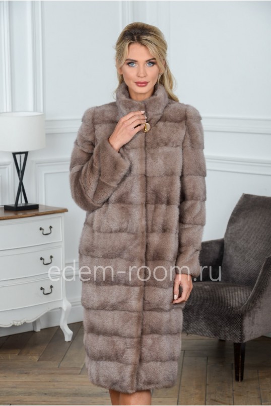 Удлинённая поперечная норковая шуба