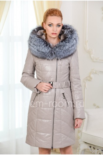 Пальто из экокожи для зимы
