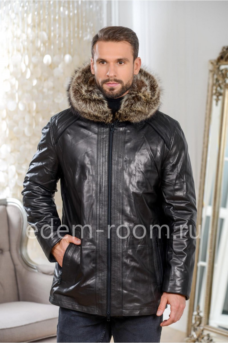 Мужская кожаная куртка для зимы