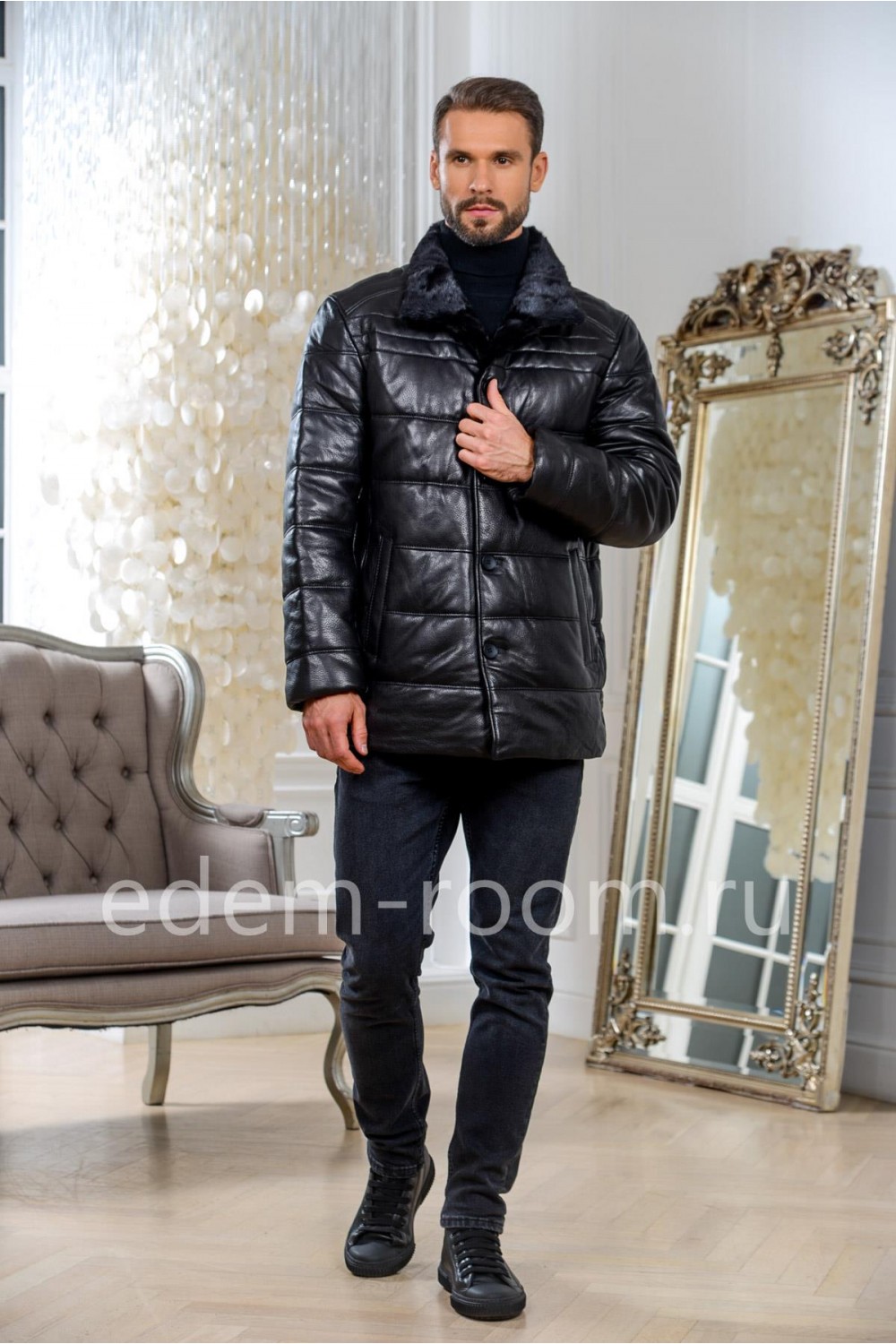 Утеплённая кожаная куртка для зимы
