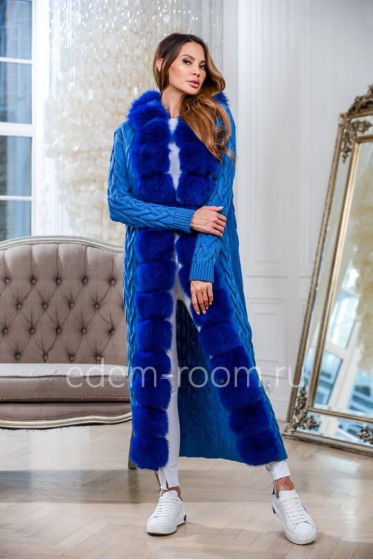 Вязаный кардиган с мехом песца Вязаный кардиган с мехом песца