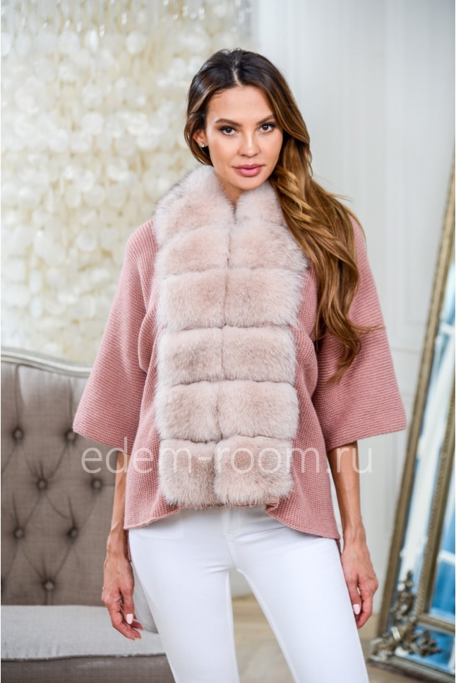 Вязанный кардиган с мехом песца Вязанный кардиган с мехом песца