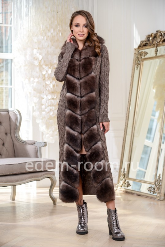 Удлинённый вязаный кардиган  Удлинённый вязаный кардиган