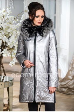 Зимняя куртка- пальто из экокожи