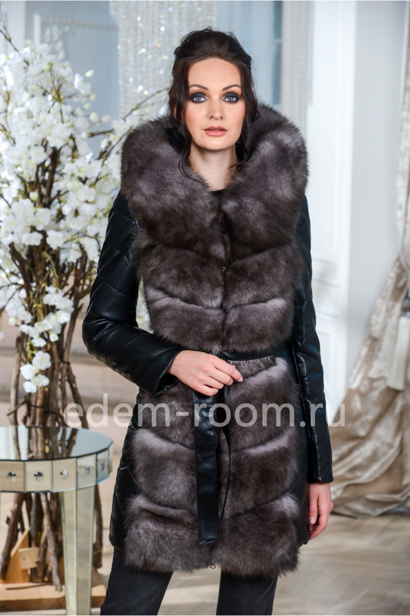 Зимняя куртка-жилетка из экокожи
