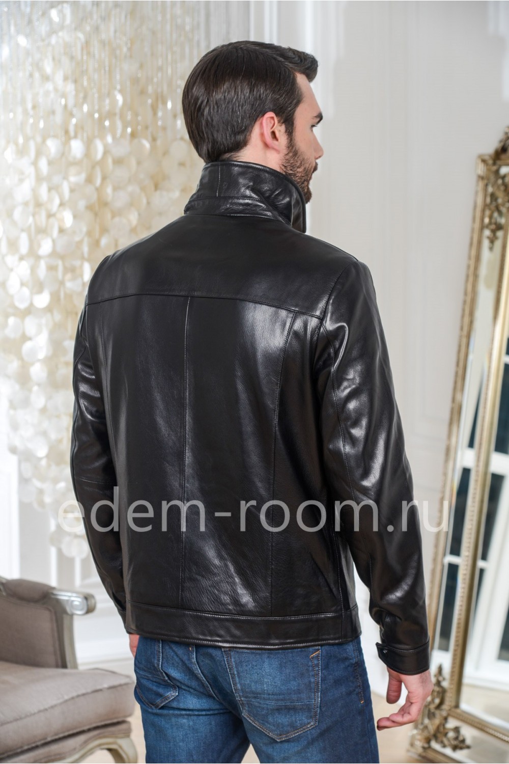 Куртка кожаная черная - классическая