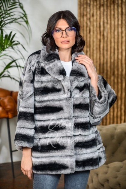 Укороченная шубка из шиншиллового кролика