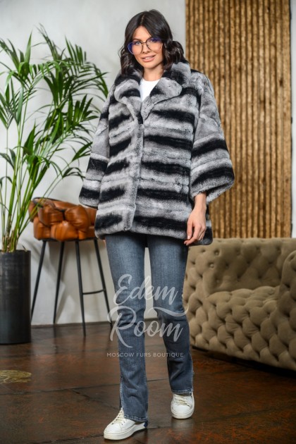 Укороченная шубка из шиншиллового кролика