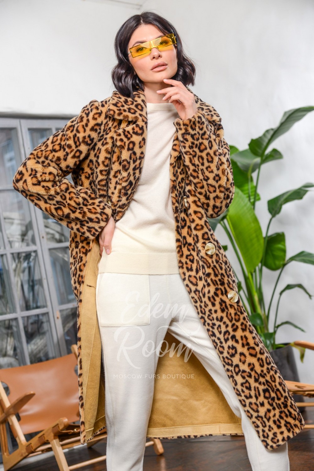 Леопардовая пальто из шерсти