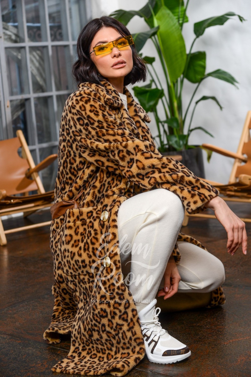 Леопардовая пальто из шерсти