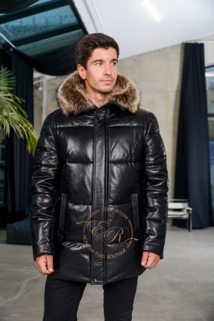 Мужские кожаные пуховики. Купить мужской кожаный пуховик в Москве в ...