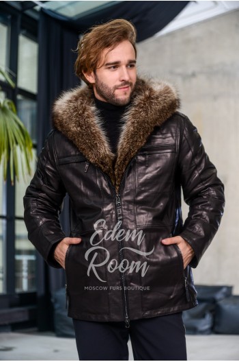 Теплая куртка из кожи для мужчин
