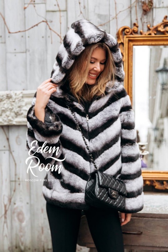 Короткая шуба из кролика рекс