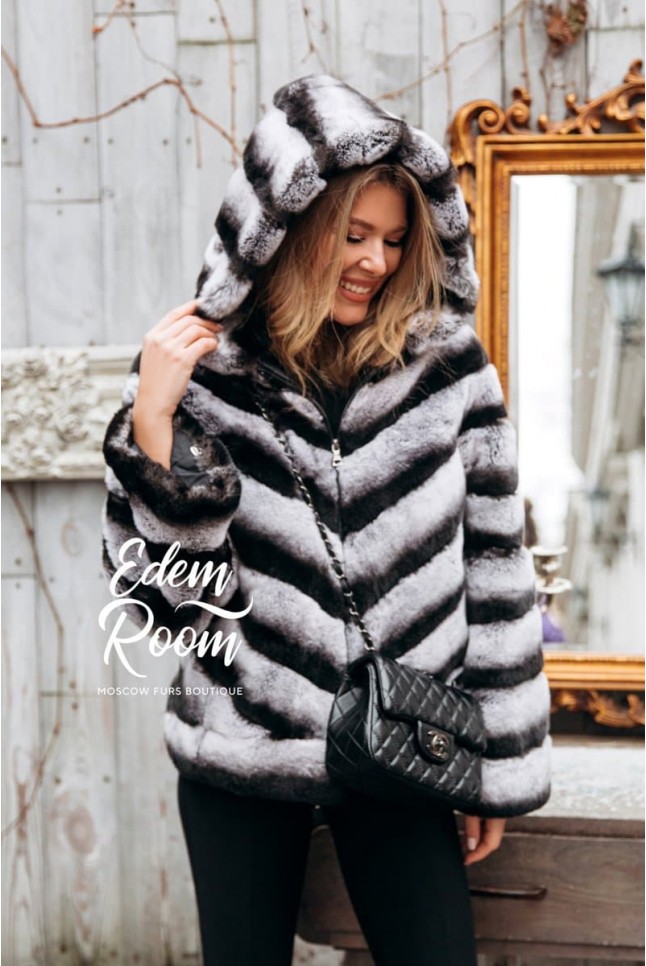 Короткая шуба из кролика рекс