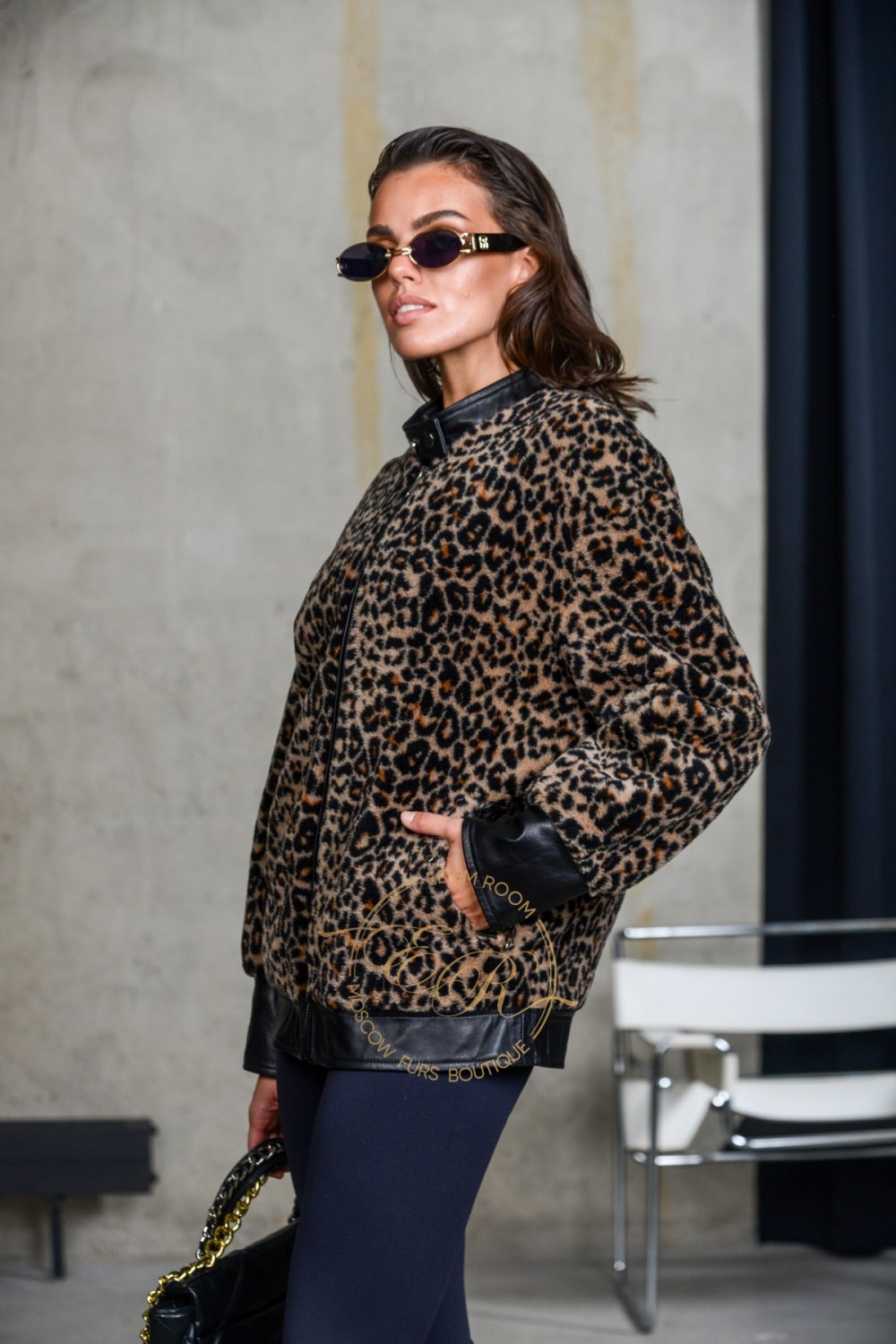 Леопардовая куртка из тканной шерсти