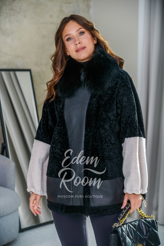Итальянская куртка - дублёнка из меха керли