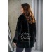 Куртка - дублёнка для женщин в черном цвете