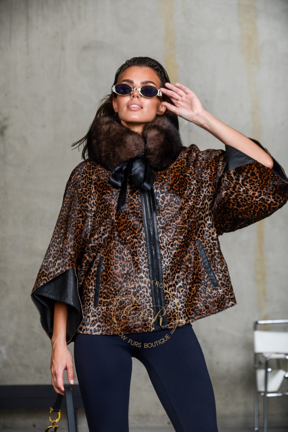 Леопардовая куртка из меха пони