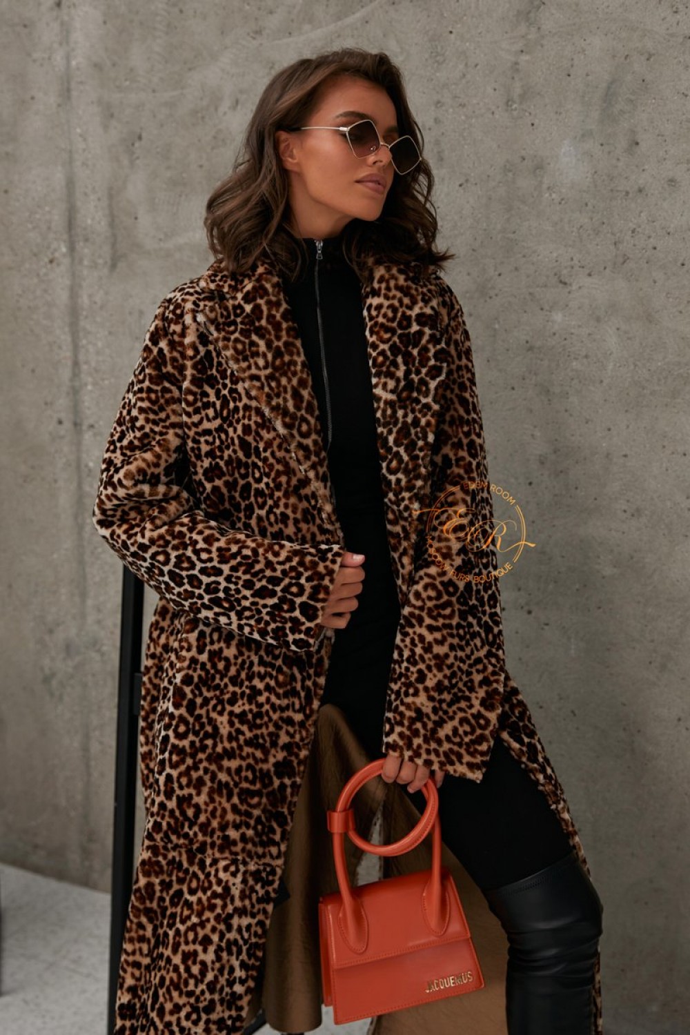 Леопардовое пальто - дублёнка из мериноса Италия