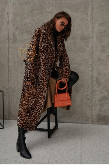 Леопардовое пальто - дублёнка из мериноса Италия
