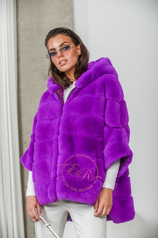 Фиолетовая кофта на молнии из рекса