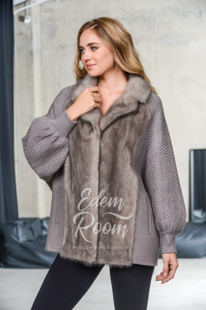 Теплая кофта-куртка с мехом норки для женщин