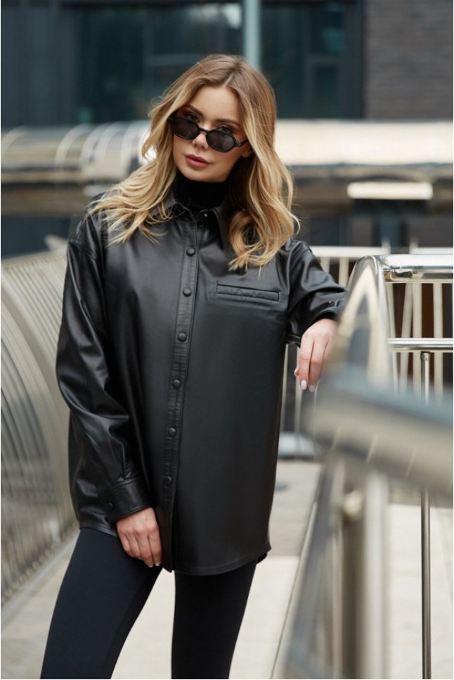 Стильная куртка - рубашка из натуральной кожи