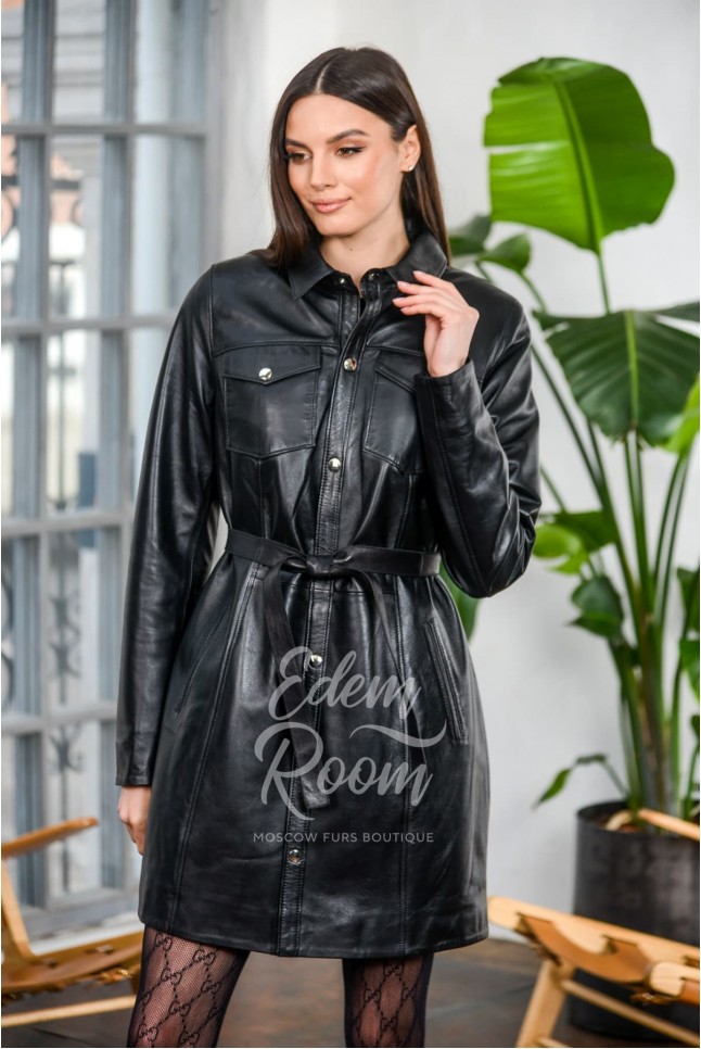 Кожаный плащ - рубашка