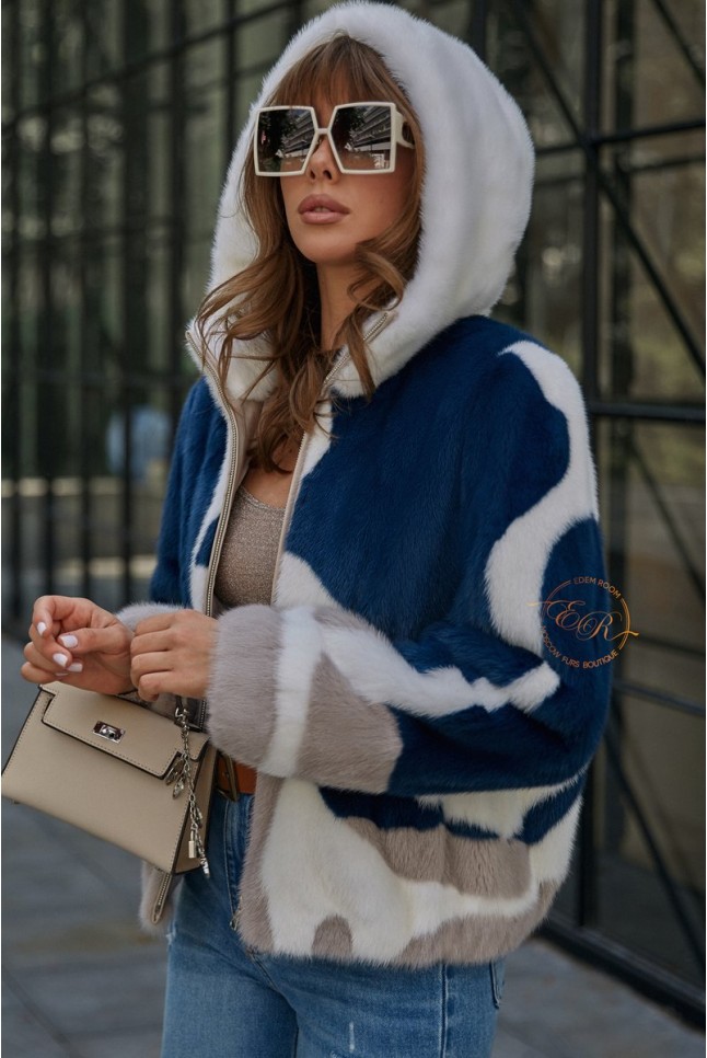 Норковая куртка с капюшоном  Норковая куртка с капюшоном