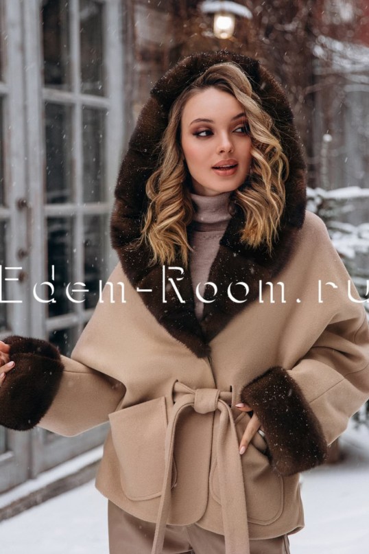 Люксовое пончо с мехом норки