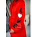 Красное итальянское пальто с мехом