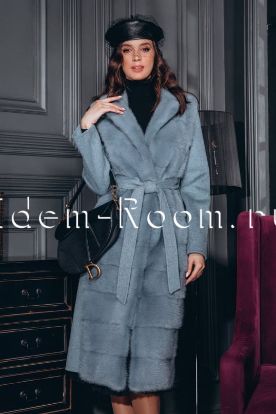 Эксклюзивное пальто из норки и шерсти