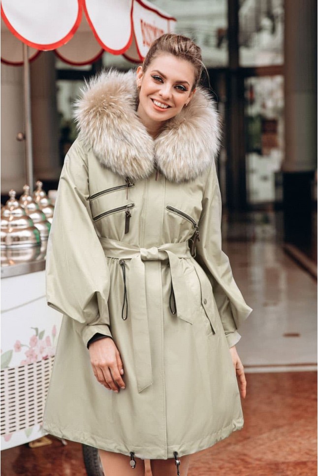 Молодежная парка с мехом енота