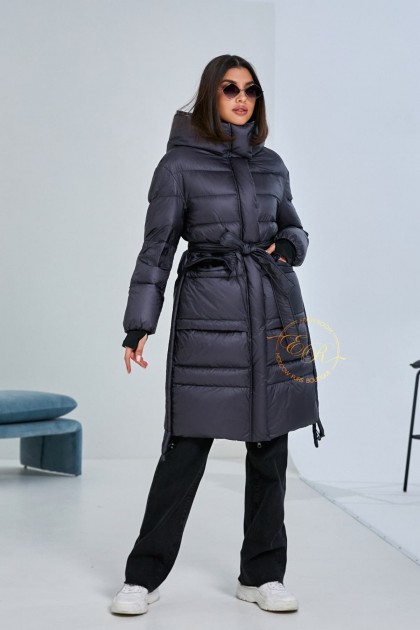 Женский пуховик - пальто с капюшоном