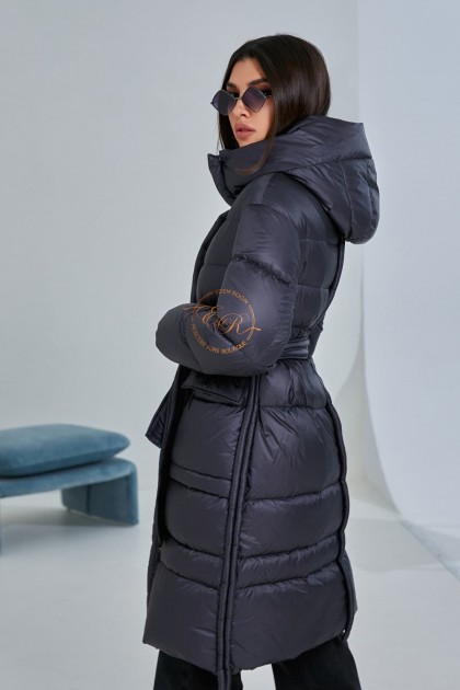 Женский пуховик - пальто с капюшоном