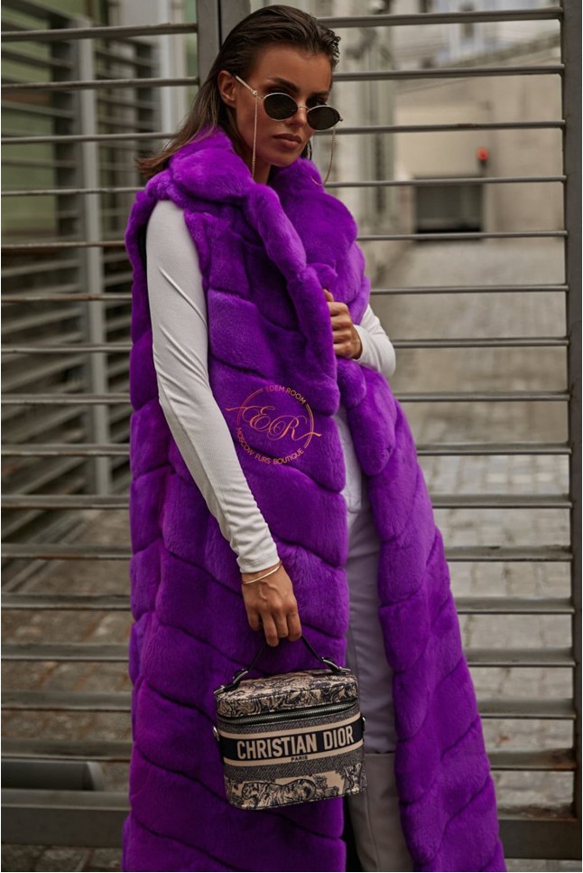 Удлинённый жилет из кролика рекс