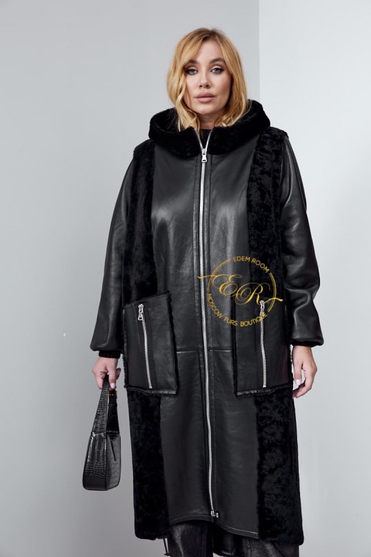 Чёрная дублёнка для женщин