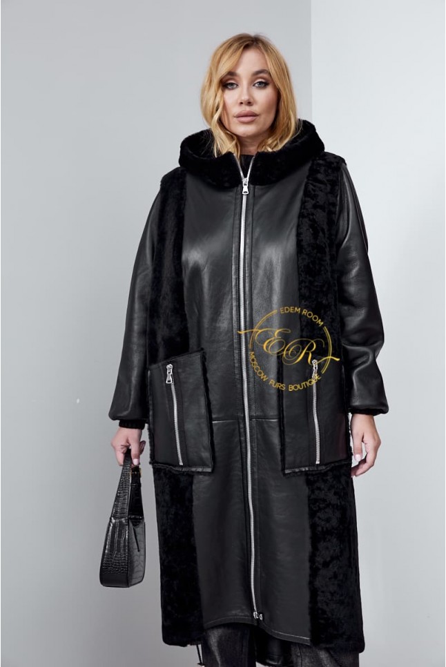 Чёрная дублёнка для женщин