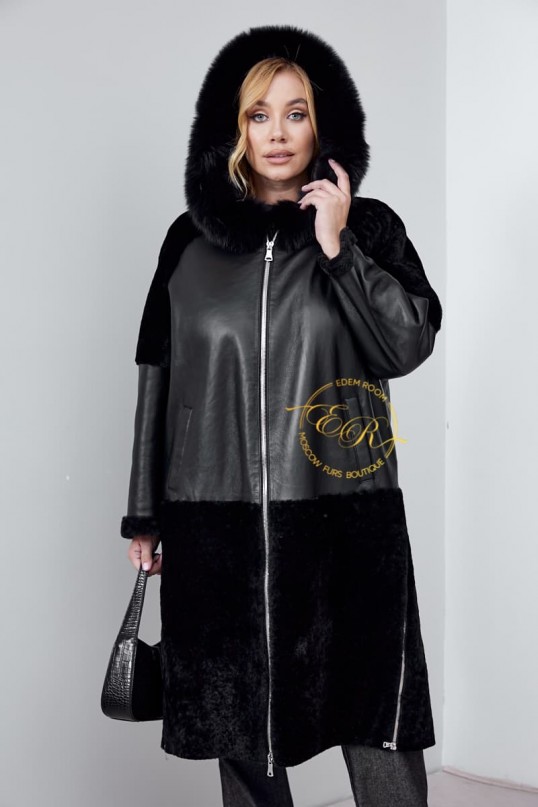 Дублёнка из силки и мериноса для женщин