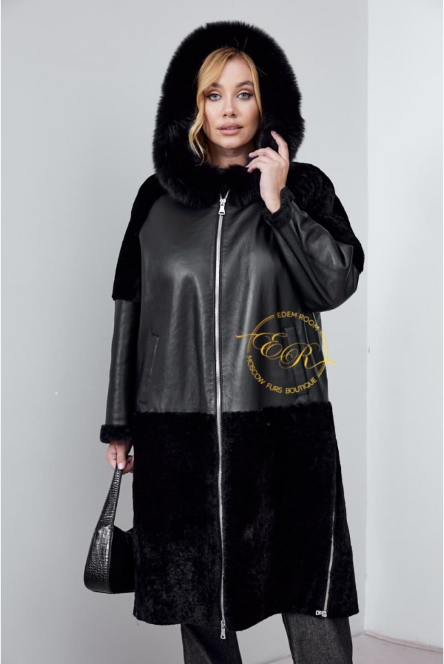 Дублёнка из силки и мериноса для женщин