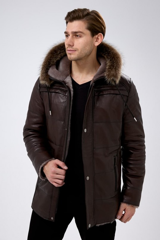 Мужская кожаная куртка - дублёнка