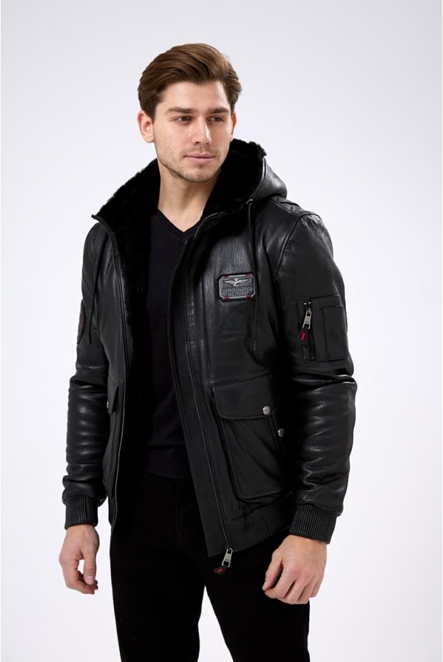 Дублёнка куртка с капюшоном на резинке