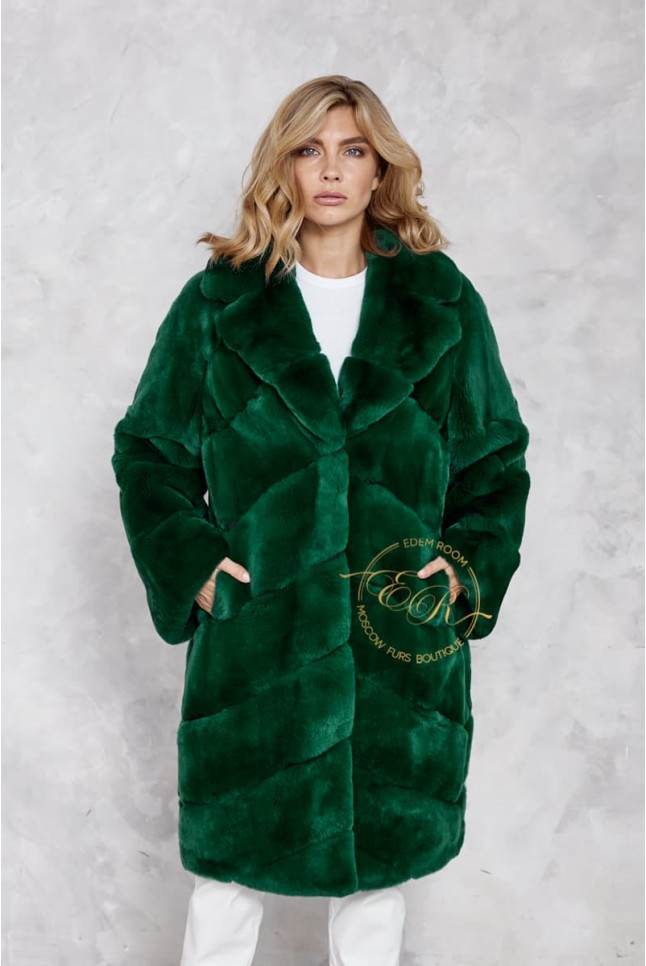 Зелёная шуба из кролика рекс