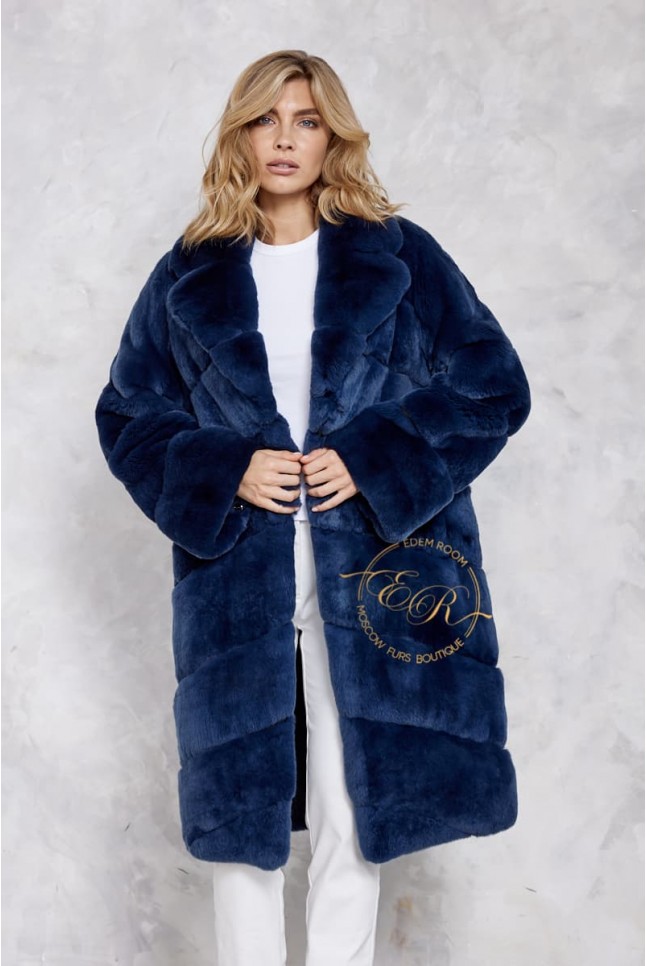 Синяя шуба из кролика рекс