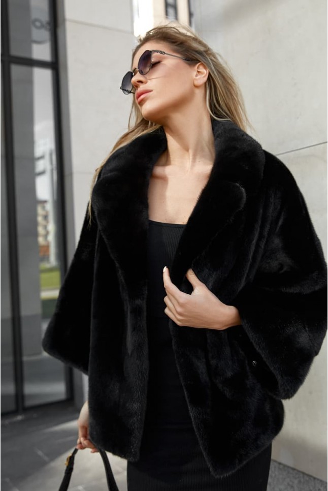 Чёрная короткая шуба из импортной норки